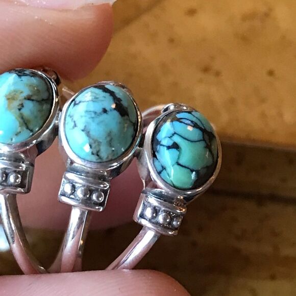 Natural Blue Moon Turquoise Sterling Silver Ring Size 5.75 - Picture 10 of 10
